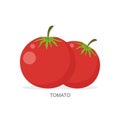 Tomato vector illustration with flat design, isolated on white background Royalty Free Stock Photo