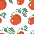 Tomato vegetables patern seamless natural products set vector illustration separately on white background flat icons