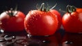 Tomato with water drops studio shot. Generative AI