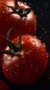 Tomato with water drops studio shot. Generative AI
