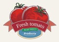 Tomatoes in graphic style, and label design layout