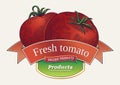 Tomatoes in graphic style, and label design layout