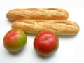 Tomatoes and baguettes Royalty Free Stock Photo