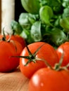 Tomatoes, basil and a bottle of wine