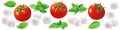 Tomatoes, basil, mozzarella set isolated on white background. Italian Caprese salad ingredients