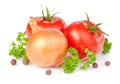 Tomatoes, bulbs of onion, parsley and Allspice Royalty Free Stock Photo