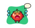 Tomatoes cartoon illustration with crying gesture