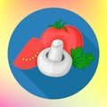 Tomatoes champignon flat vector icon