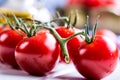 Tomatoes. Cherry tomatoes. Cocktail tomatoes. Fresh grape tomatoes carafe with olive oil Royalty Free Stock Photo