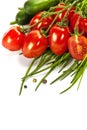 Tomatoes, chives and cucumbers Royalty Free Stock Photo