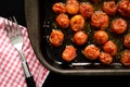 Tomatoes confit with herbs.