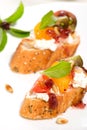 Tomatoes and cream cheese canapes Royalty Free Stock Photo