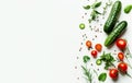 Tomatoes, cucumbers, herbs and spices on a white background Royalty Free Stock Photo