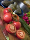 Tomatoes on cutting board