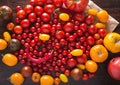 Tomatoes of different varieties. Colorful tomatoes Tomatoes background. Fresh tomatoes Healthy food concept Royalty Free Stock Photo