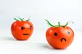 tomatoes with emotions. Relationship. angry and sad