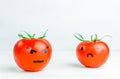 tomatoes with emotions. Relationship. angry and sad