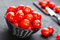 Tomatoes. Fresh tomatoes in basket on table Royalty Free Stock Photo