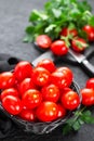 Tomatoes. Fresh tomatoes in basket on table Royalty Free Stock Photo