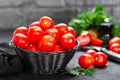 Tomatoes. Fresh tomatoes in basket on table Royalty Free Stock Photo