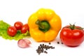 Tomatoes garlic sweet pepper, salad ingredients Royalty Free Stock Photo