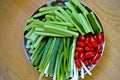 Tomatoes, green onion, cucumber, during Swedish midsummer