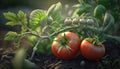 tomatoes grow in the garden, generative ai