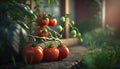 tomatoes grow in the garden, generative ai