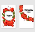 Tomatoes hand drawn banners or labels set. Tomato frames, vector illustration.