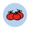 Tomatoes Hand Drawn Icon. Cartoon Vegetable. Healthy Vegetarian Product. Fresh Farm Market Vegetable.