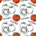 Tomatoes hand drawn seamless pattern