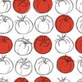 Tomatoes. Hand drawn vegetables. Vector seamless pattern