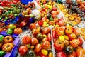 Tomatoes that have not ripened uniformly on display at Borough M Royalty Free Stock Photo