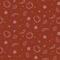 Tomatoes with herbs and spices basil, pepper soup. Food seamless red pattern