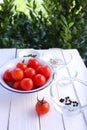 Tomatoes with ingredients in bowl Royalty Free Stock Photo