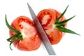 Tomatoes isolate on white background. Tomato half isolated.