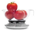 Tomatoes on a kitchen scale Royalty Free Stock Photo