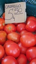 Tomatoes offered at the farmers` market