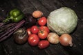 Tomatoes, onions, cabbage, carrots, bell peppers, beets with top Royalty Free Stock Photo