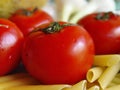 Tomatoes, pasta, onion Royalty Free Stock Photo