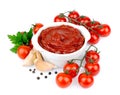 Tomatoes paste with greens Royalty Free Stock Photo