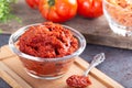 Tomatoes paste with tomatoes vegetables Royalty Free Stock Photo
