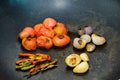 Tomatoes, peppers, onions Royalty Free Stock Photo