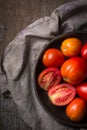 Tomatoes on a plate, edible berries taken from above Royalty Free Stock Photo