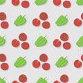 Tomatoes seamless pattern background flat color style design organic, healthy vegetarian vector illustration. Royalty Free Stock Photo
