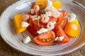 Tomatoes and shrimps salad Royalty Free Stock Photo