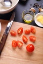 Tomatoes slice and ingredient for tomatoes soup Royalty Free Stock Photo