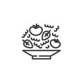 Tomatoes soup plate line icon