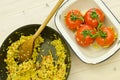 Tomatoes stuffed with saffron rice Royalty Free Stock Photo