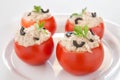 Tomatoes stuffed with tuna and black olives